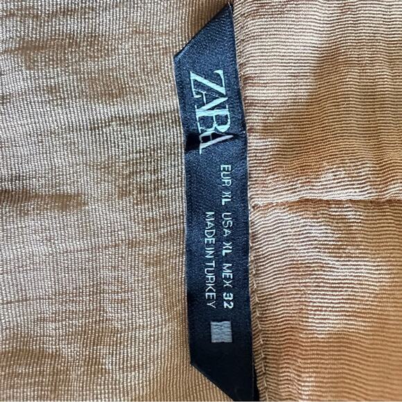 Zara Crinkle Blouse Sheer Romantic Spring Coastal Chic - Picture 6 of 15